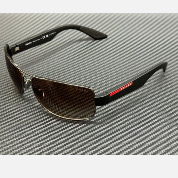 Prada Gunmetal Brown 65mm Sunglasses New - Picture 1 of 1